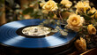 An old vinyl record playing a bluesy tune on 