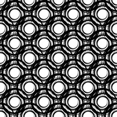 Wall Mural - Black abstract circles spiral halftone seamless pattern on the white background. Vector illustration.	