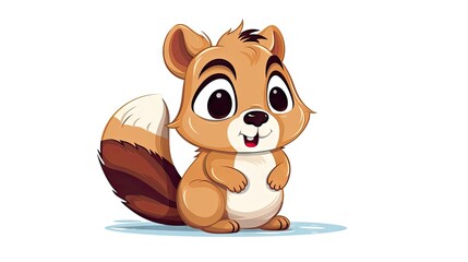 Sticker -  a brown and white squirrel sitting on the ground with a surprised look on its face, with a white background.  generative ai