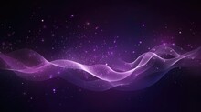Digital Purple Particles Wave And Light Abstract Background With Shining Dots Stars 