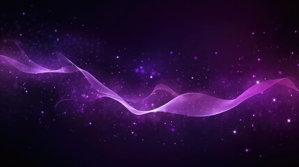 Wall Mural - Digital purple particles wave and light abstract background with shining dots stars 