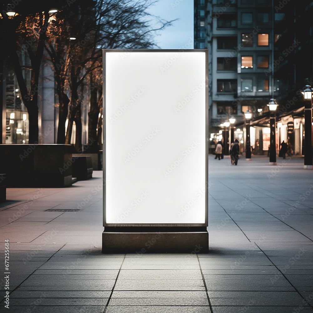 Blank Street Ad Sign Amid Sidewalk, Snapshot Aesthetic, Light White and ...