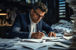 A dedicated accountant meticulously reviews financial statements, ensuring the accuracy and integrity of a company's financial records. Generative Ai.