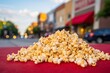Prairiecore Styled Popcorn Pile on Red Table Amidst City Street