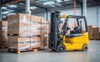 © piai - A forklift loads pallets and boxes in a warehouse