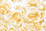Fototapeta  - Golden flowers, oil painted background