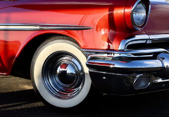 side view of classic 1950s automobile