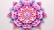 A paper art mandala, bright shades of pink and purple, light background