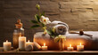 Luxurious spa retreat serene settings with candles and natural elements.