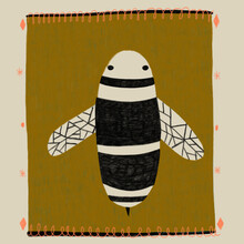Illustration of honeybee and abstract designs