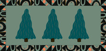 Christmas Tree With Seamless Pattern