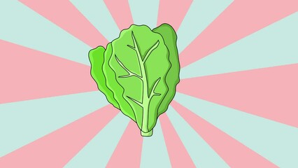 Canvas Print - Animated lettuce leaf icon with a rotating background