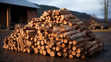 A large amount of firewood tied together.UHD wallpaper