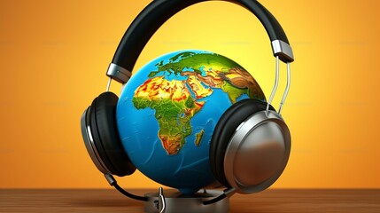 headphones and globe