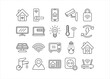Smart home technology icon collection, Building security system line vector