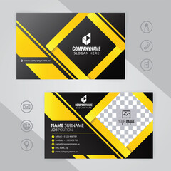 Wall Mural - Set of yellow and black Modern Corporate Business Card Design Templates, vector eps 10