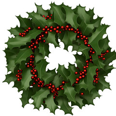 Wall Mural - Isolated greenery festive holiday wreath