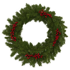 Wall Mural - Isolated greenery festive holiday wreath