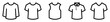 Conjunto de iconos de tipos de camisetas. Indumentaria. Camiseta manga corta y larga, polo, camiseta sin manga, cuello v. Ilustración vectorial