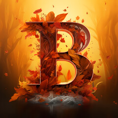 Wall Mural - Letter B Symbol Autumn Style