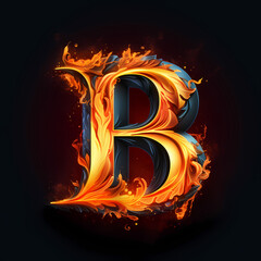 Wall Mural - Letter B Logo, Flaming Style