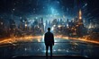 © Surasak-Art - Business man on future network city