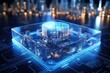 © AndErsoN - Processor AI artificial intelligence technology. smart computer chipset on circuit board for electronics and technology concept. intelligent computing processes.