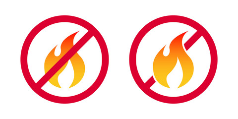 fire prohibited icon vector, no fire, watch out. symbol. stock vector