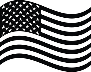 black and white wavy usa flag vector . us national flag. american flag