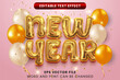 © yustika - New year 3d balloon golden text style. Happy new year editable vector text effect
