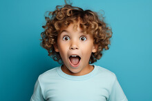 Portrait Of A Child With Emotion On His Face, Surprised Facial Expression Of A Boy Saying Wow