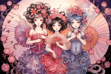 Canvas Print - Whimsical sugarplum fairies, bringing sweetness and joy to the holiday season - Generative AI