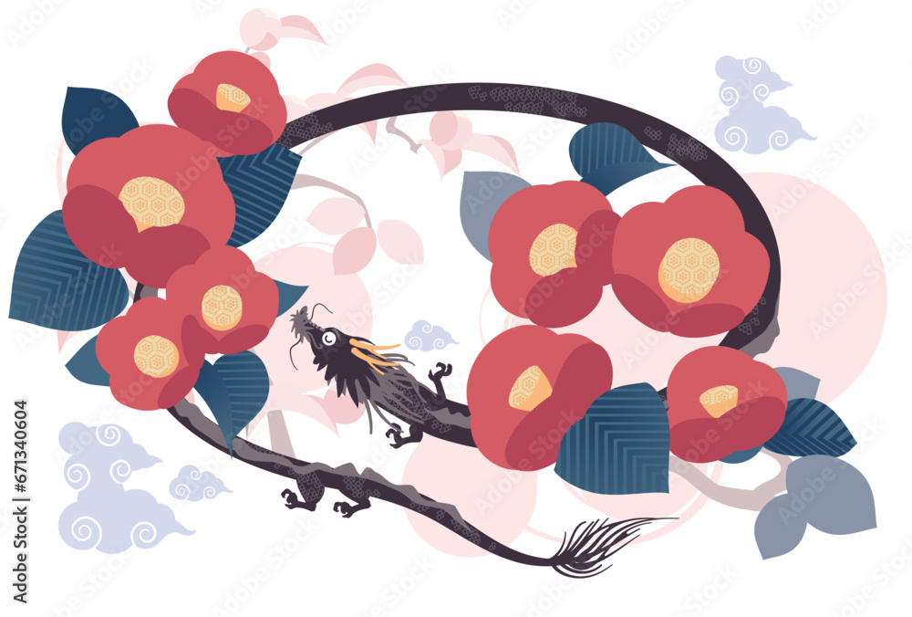 辰と椿 Stock Vector | Adobe Stock