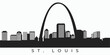 St Louis city skyline silhouette. Missouri cityscape high building united states in vector format