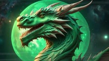 Green Wooden Dragon According To The Chinese Zodiac Calendar. Video 4k, 3D For Your Works.