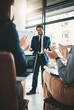 © Allistair/peopleimages.com - Applause, black man and business people in presentation, meeting or workshop in office. Leadership, congratulations and group of employees clapping for goals, speech targets or success celebration.