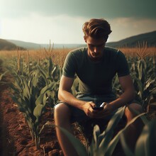 Farmer In A Field Corn Concept Illustration Agriculture