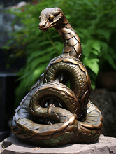 A Bronze Statue Of A Snake
