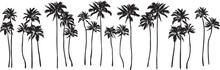 Black Palm Tree Set Vector Illustration On White Background Silhouette Art Black White Stock Illustration Png