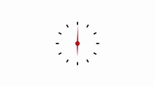 Analog Wall Clock On White Background, 24 Hour Fast Speed Arrow Rotted Clock Icon 4k Animation .