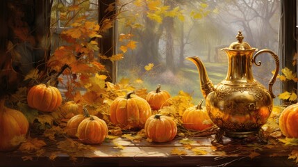 Wall Mural - still life with pumpkin