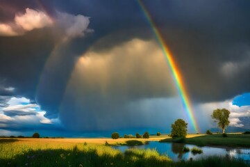 Wall Mural - rainbow over the river