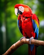 A Scarlet Macaw Parrot Portrait 