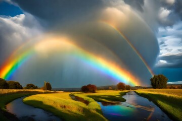 Wall Mural - rainbow over the river