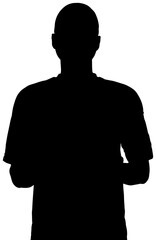 Sticker - Digital png silhouette image of man holding hands on transparent background