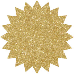 Sticker - golden glitter starburst price tag label, gold glittering sale sticker badge