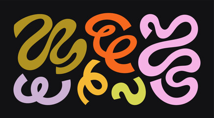 Wall Mural - abstract wave shapes and funky confetti forms. vector geometric collage elements in cartoon style