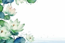 Watercolor Lotus Flowers Background