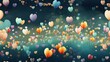  a field filled with lots of heart shaped balloons flying in the air above a lush green field filled with lots of heart shaped balloons.  generative ai