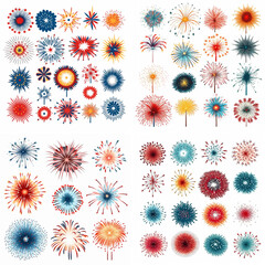 Sticker - pattern with flowers sparkle fireworks independence explosion flame illuminated star anniversary festival fourth joy